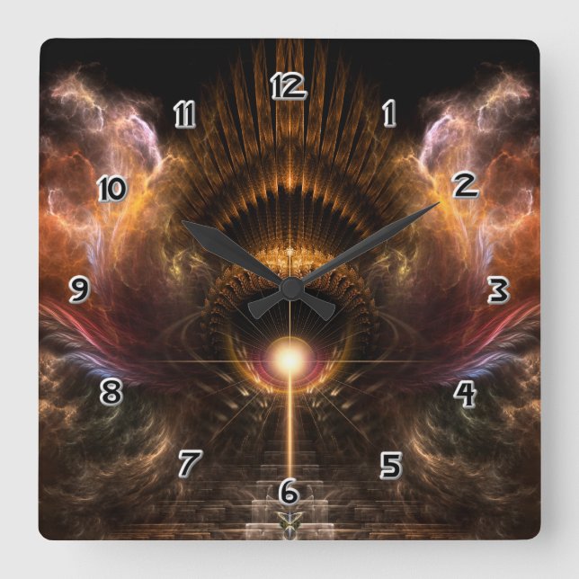 Wind Storm Fractal Art Square Wall Clock (Front)