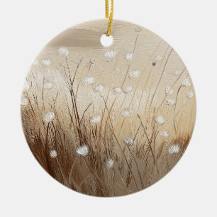 Wind-Swept Wildflowers #1 Ceramic Ornament