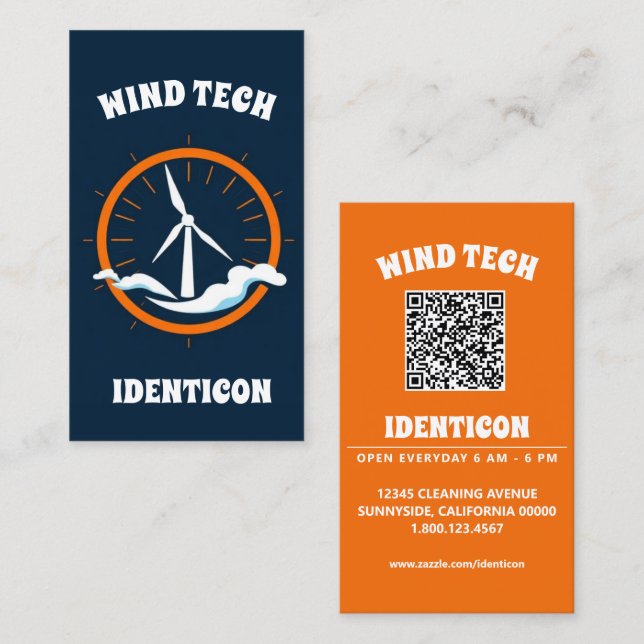 WIND TECH with QR code Business Card (Front/Back)