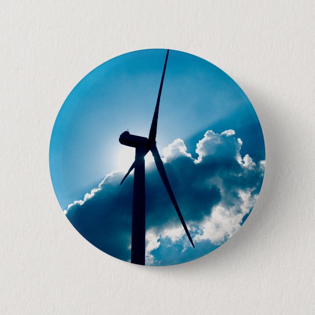 Wind turbine 6 cm round badge (Front)