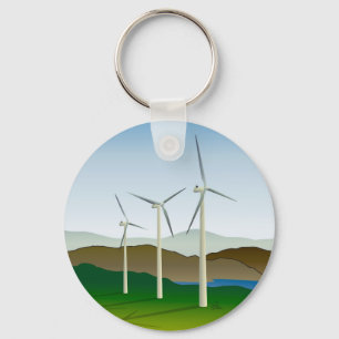 Wind Turbine by Lake Key Ring