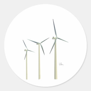 Wind Turbine Classic Round Sticker