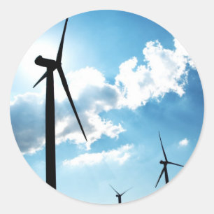 Wind turbine classic round sticker