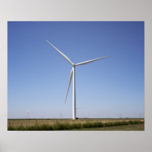 Wind Turbine in a Rural Oklahoma Field Colour 16x2 Poster