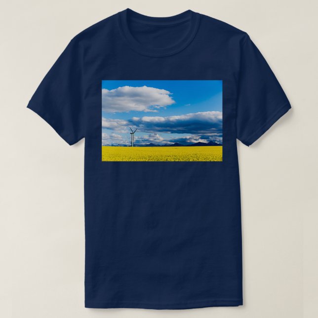 Wind Turbine Renewable Energy Alberta Canada T-Shirt (Design Front)