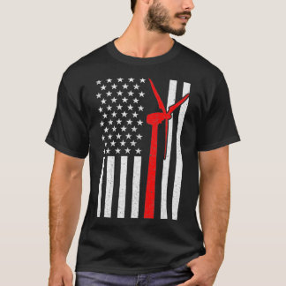 Wind Turbine Technician American Flag  T-Shirt