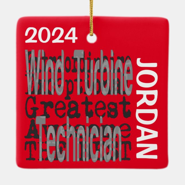 Wind Turbine Technician Extraordinaire CUSTOM Ceramic Ornament (Back)