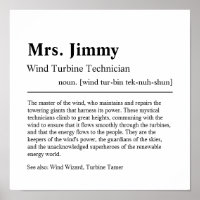 Wind Turbine Technician Personalised Gift Poster