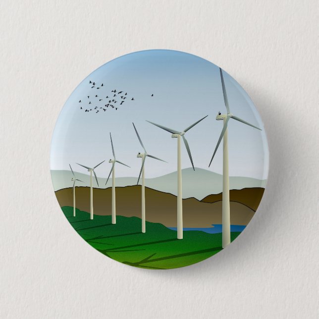Wind Turbines 6 Cm Round Badge (Front)