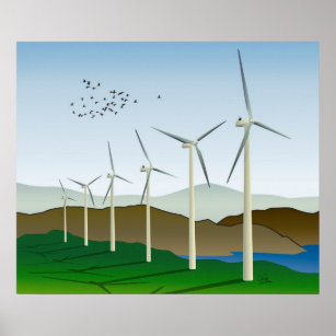Wind Turbines Art Poster