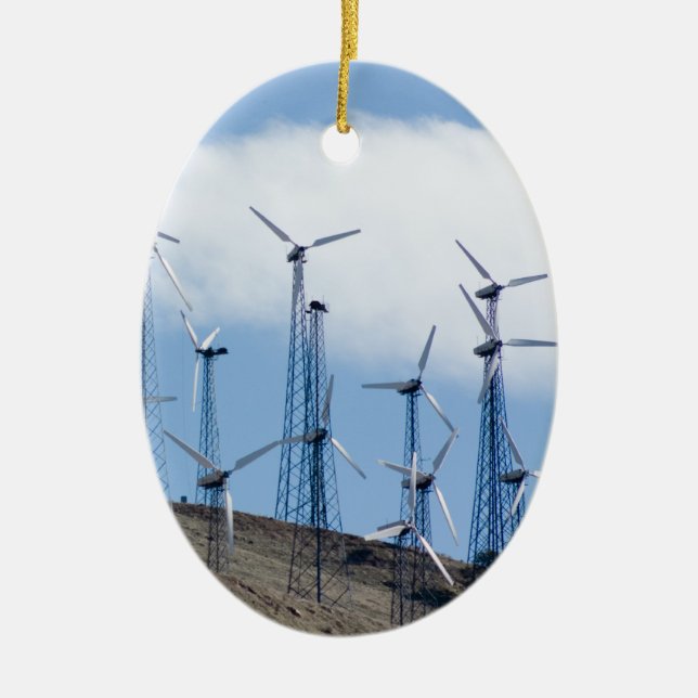 Wind Turbines Ceramic Tree Decoration (Front)