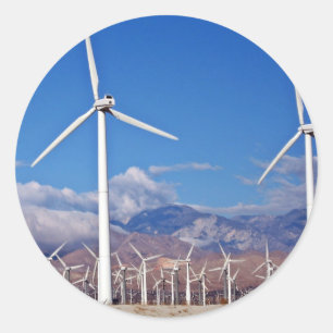 Wind turbines classic round sticker