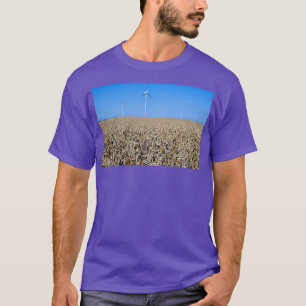 wind turbines on wheat field renewable energy summ T-Shirt