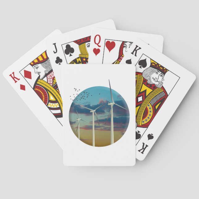 Wind Turbines Painted Sky Playing Cards (Back)