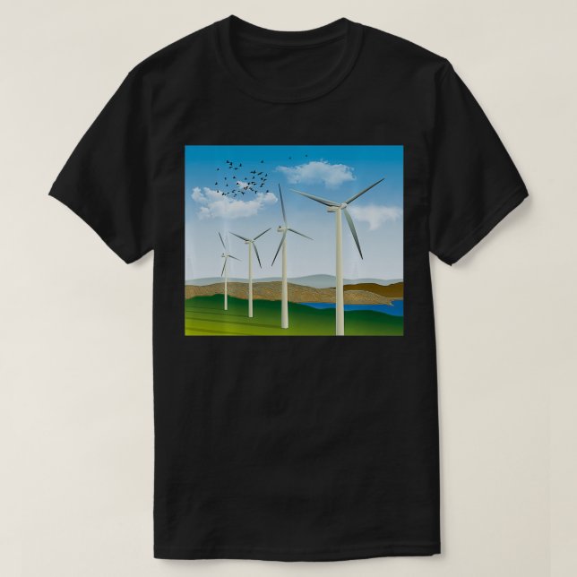 Wind Turbines Wind Power Renewable Energy Electric T-Shirt (Design Front)