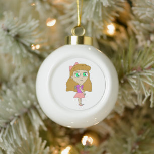 wind up chibi ceramic ball christmas ornament