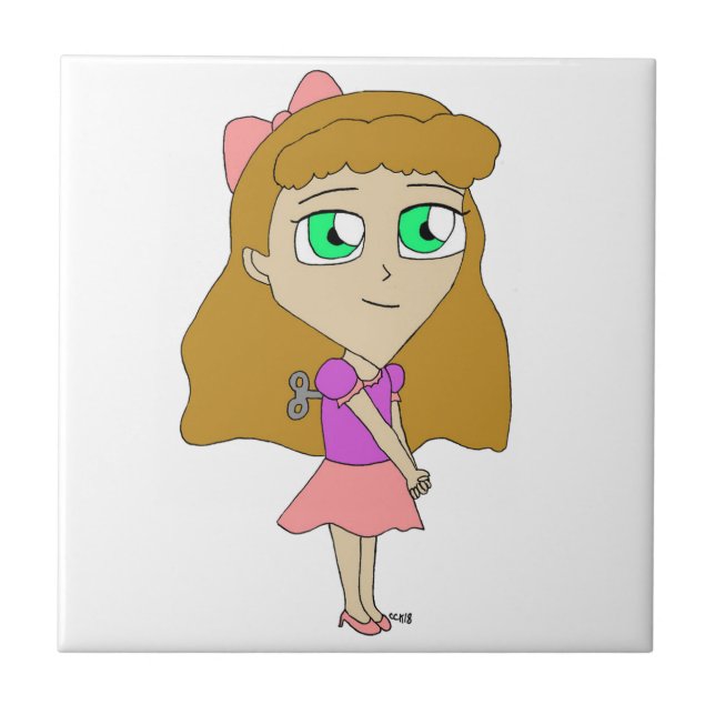 wind up chibi ceramic tile (Front)