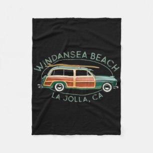 Windansea Beach, La Jolla, California Vintage Surf Fleece Blanket
