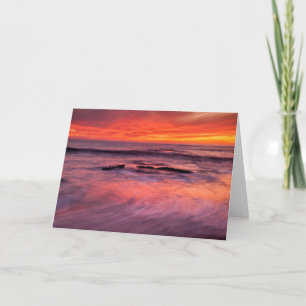Windansea Beach Red Sunset Card
