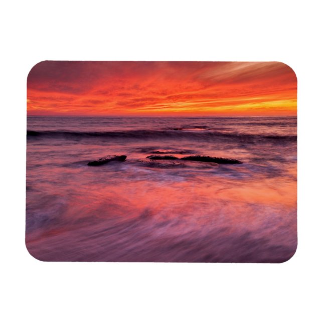 Windansea Beach Red Sunset Magnet (Horizontal)