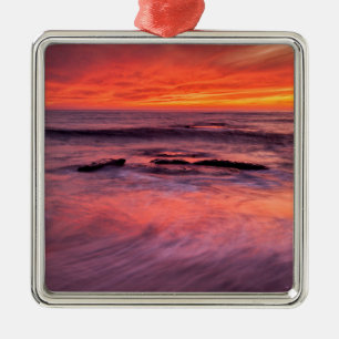 Windansea Beach Red Sunset Metal Ornament