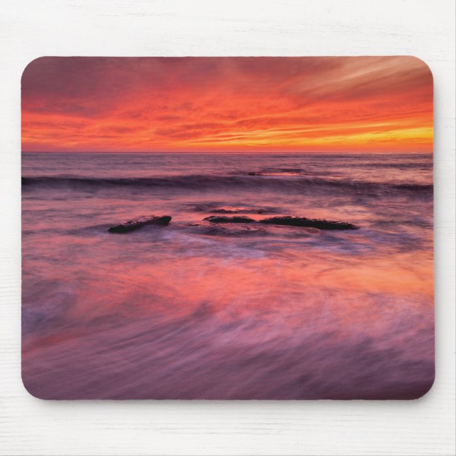 Windansea Beach Red Sunset Mouse Pad (Front)