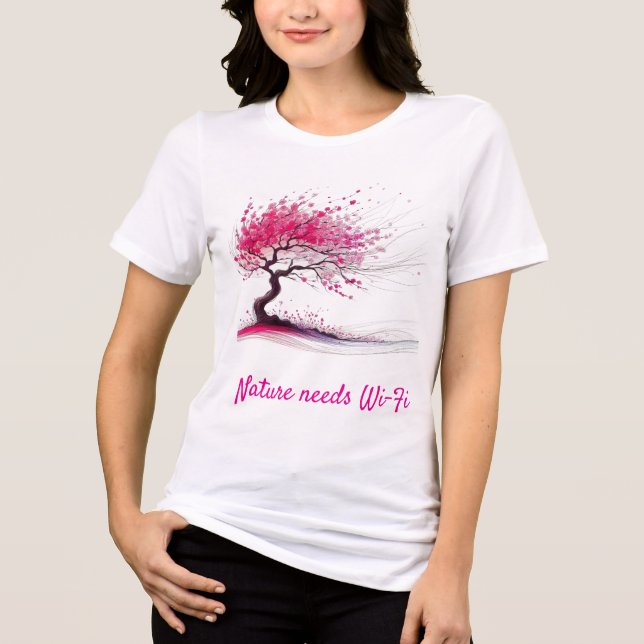 Windblown Cherry Blossom Tree Tri-Blend Shirt (Front)