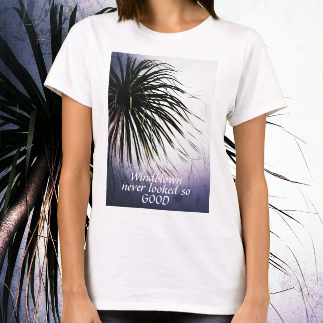 Windblown Palm Tree Tropical Chic T-Shirt (Creator Uploaded)