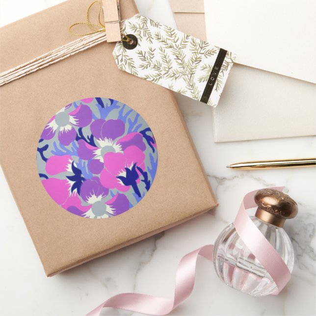 Windflowers Classic Round Sticker (Gifting)