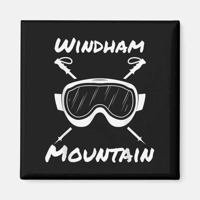 Windham Mountain Rustic Skiing Goggles Ski Poles S Magnet (Front)