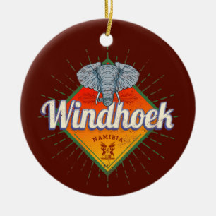 Windhoek Namibia Retro Elephant Vintage Africa Ceramic Ornament