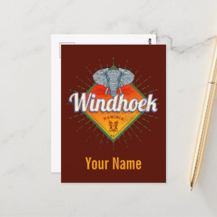 Windhoek Namibia Retro Elephant Vintage Africa Postcard