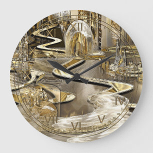 Winding Jackson Fantasy Futuristic City Large Clock