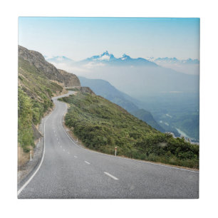 Winding Mountain Road Olympic National Park Ceramic Tile