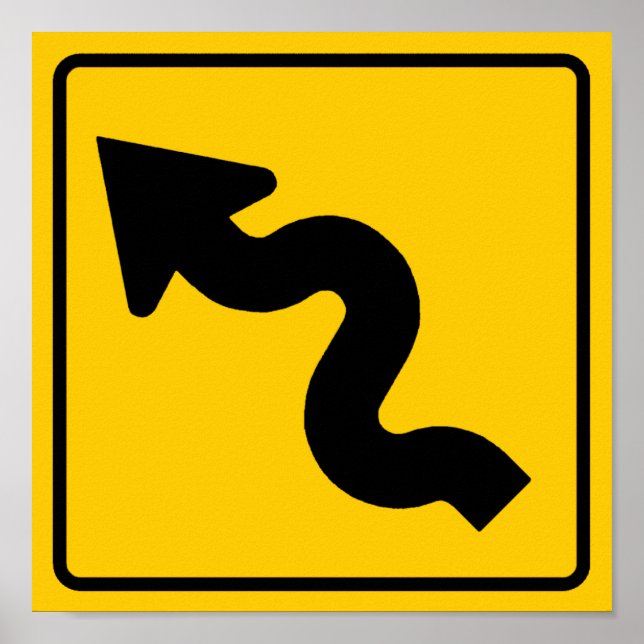Winding Road Ahead Highway Sign (Front)