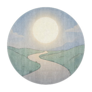 Winding Road Sunset Minimalist Landscape Art Cutting Board