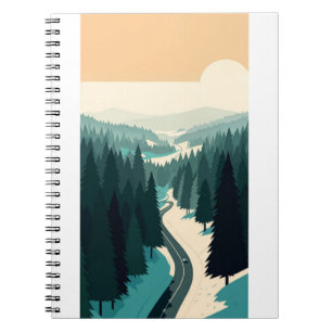 Winding Road Through Forest Notebook
