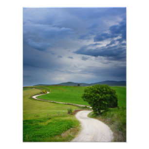 Winding road under a dark sky photo print