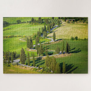 Winding road with cypress trees in Tuscany Jigsaw Puzzle