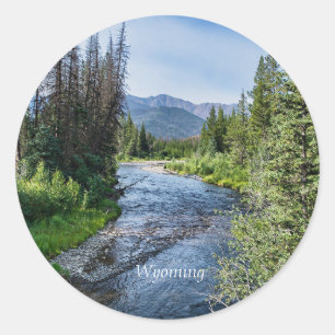 Winding Wyoming Stream (labelled) Classic Round Sticker