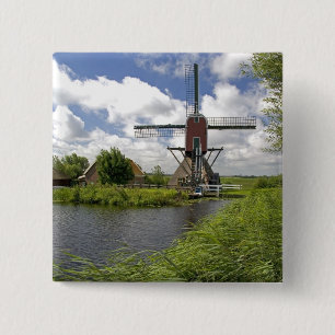 Windmill along a canal east of Leiden in the 15 Cm Square Badge