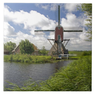Windmill along a canal east of Leiden in the Ceramic Tile