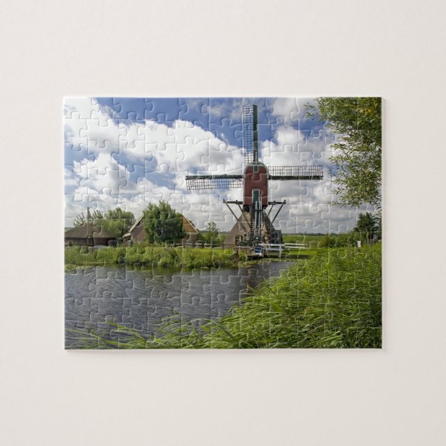 Windmill along a canal east of Leiden in the Jigsaw Puzzle (Horizontal)