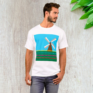 Windmill Amongst Tulip Flowers T-Shirt
