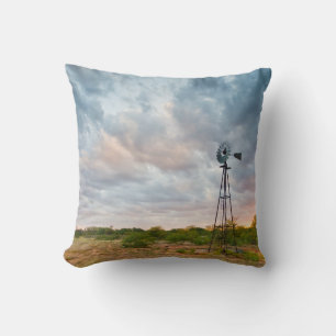 Windmill And Clouds At Sunset Cushion