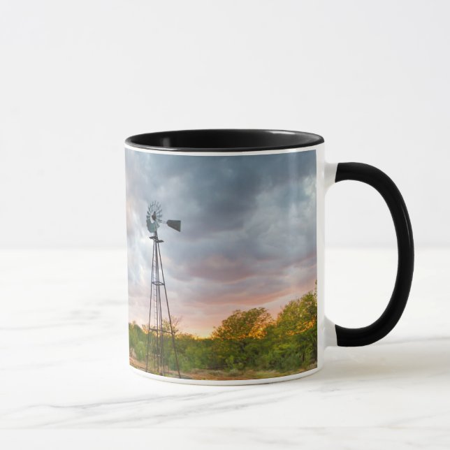 Windmill And Clouds At Sunset Mug (Right)
