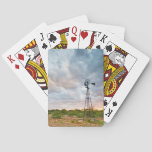 Windmill And Clouds At Sunset Playing Cards