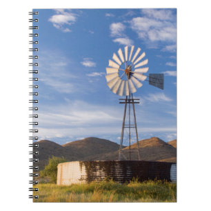 Windmill And Dam In The Karoo At Sunrise Notebook