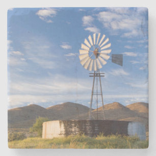 Windmill And Dam In The Karoo At Sunrise Stone Coaster