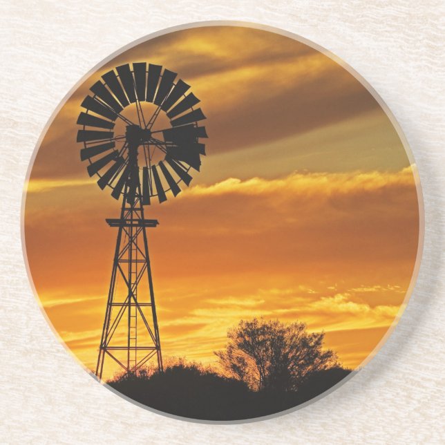 Windmill and Sunset, William Creek, Oodnadatta Coaster (Front)